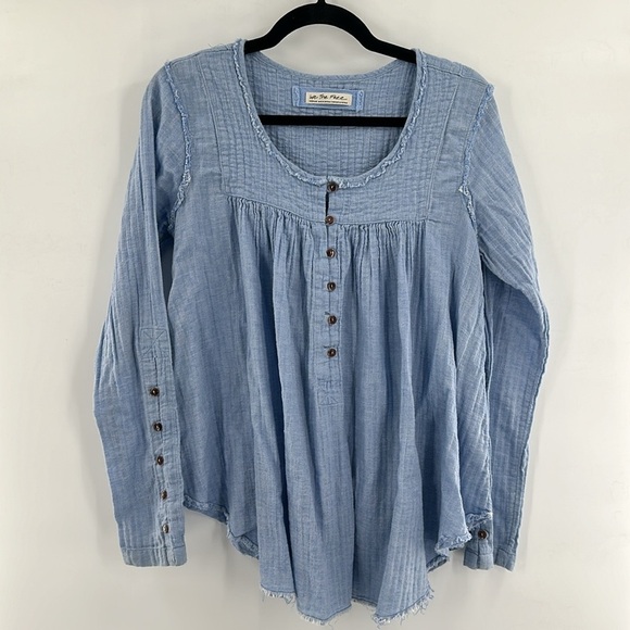 Free People We the Sand Dune Long Sleeve Blue Medium - Picture 2 of 5